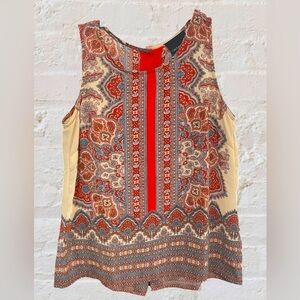 Cynthia Rowley Womens Paisley Boho Turkish Floral Print Blouse Sleeveless Top S